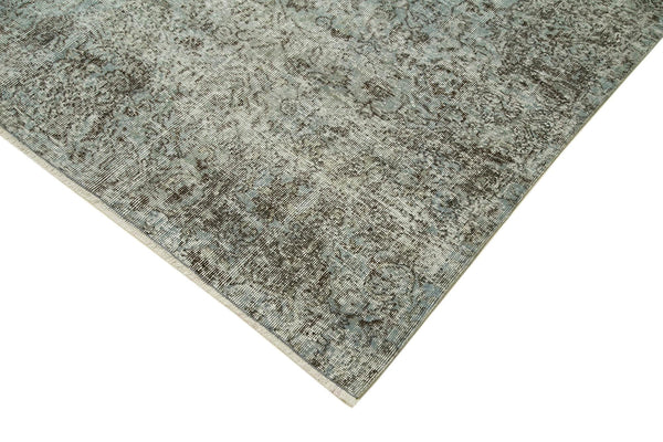 Overdyed Vintage Mavi Eskitme Pamuk Yün El Dokuma Halısı 201x292 Agacan