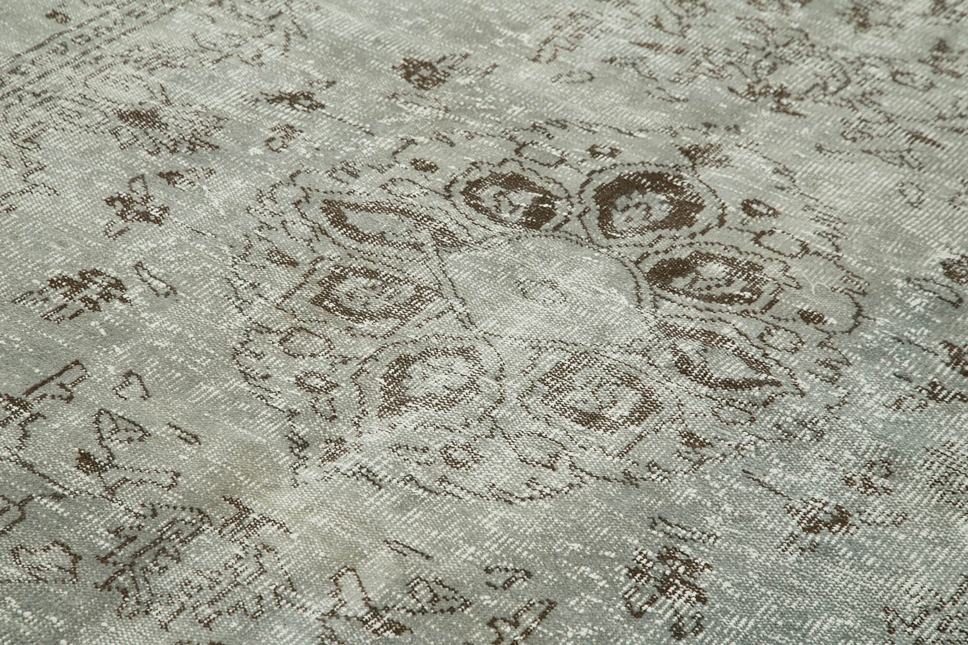 Overdyed Vintage Gri Eskitme Pamuk Yün El Dokuma Halısı 190x278 Agacan