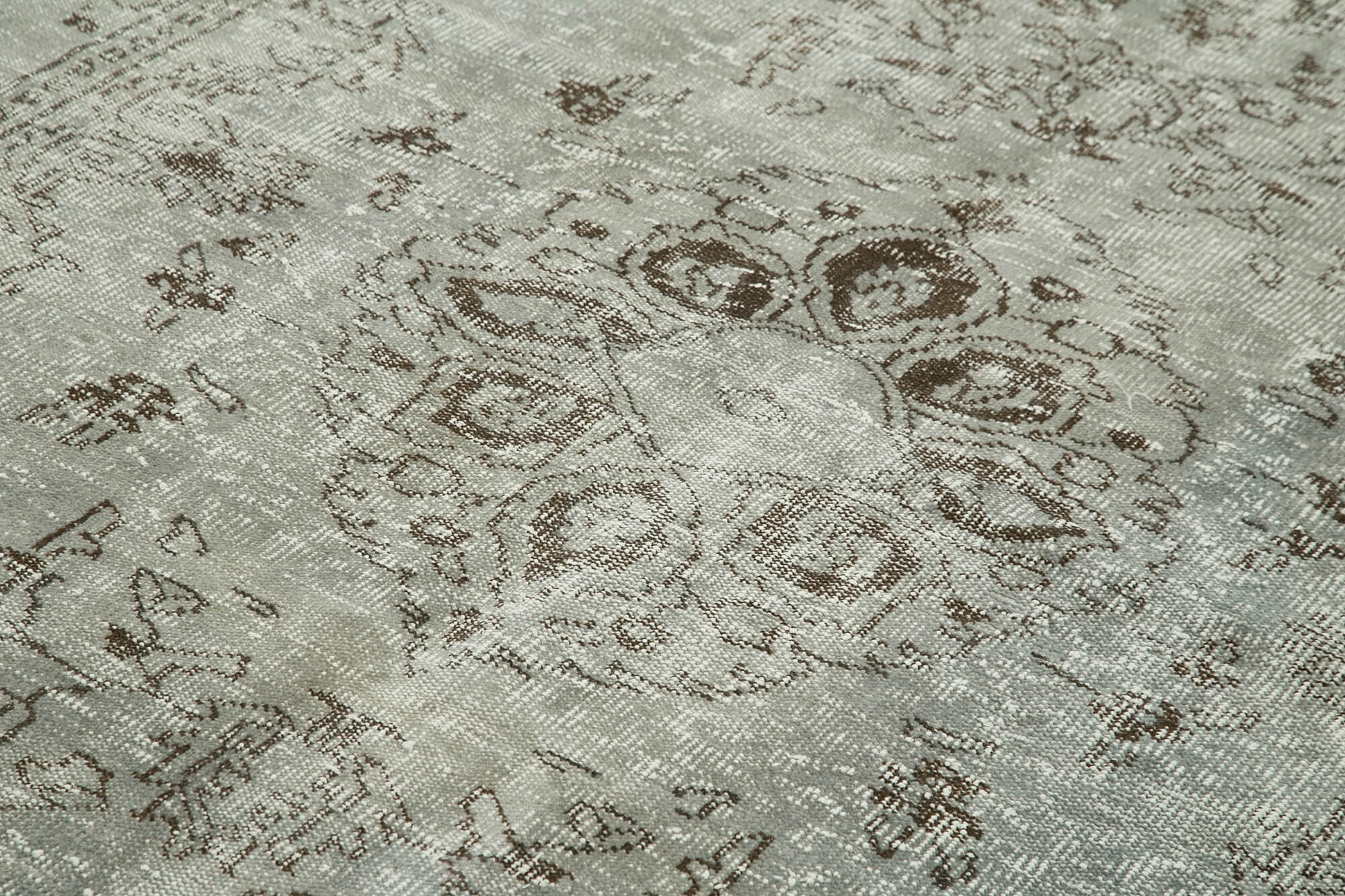 Overdyed Vintage Gri Eskitme Pamuk Yün El Dokuma Halısı 190x278 Agacan