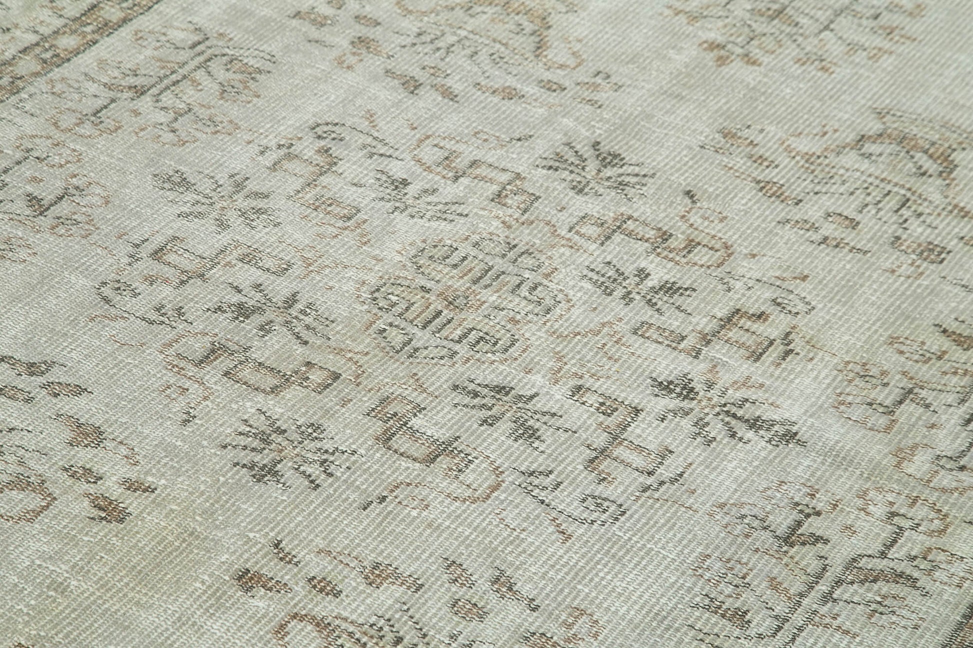 Overdyed Vintage Gri Eskitme Pamuk Yün El Dokuma Halısı 172x280 Agacan