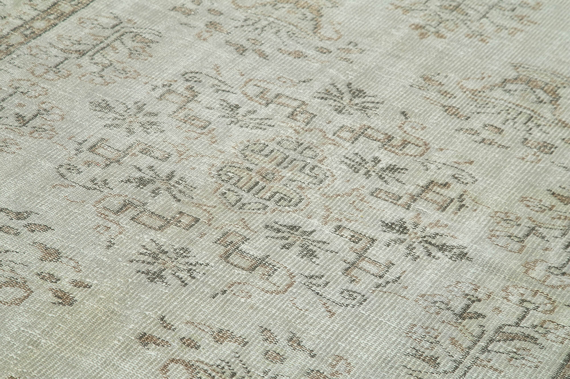 Overdyed Vintage Gri Eskitme Pamuk Yün El Dokuma Halısı 172x280 Agacan