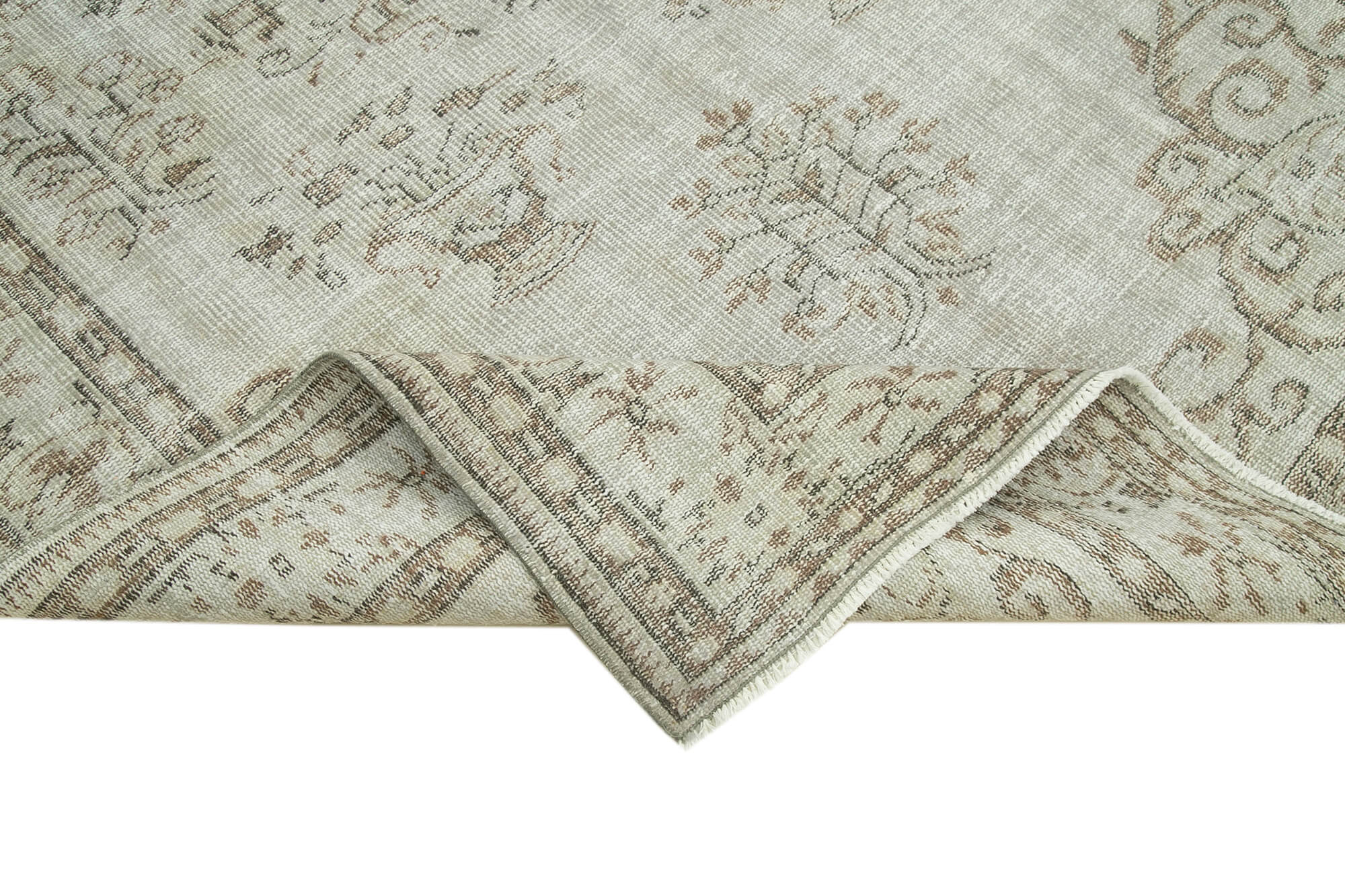 Overdyed Vintage Gri Eskitme Pamuk Yün El Dokuma Halısı 172x280 Agacan