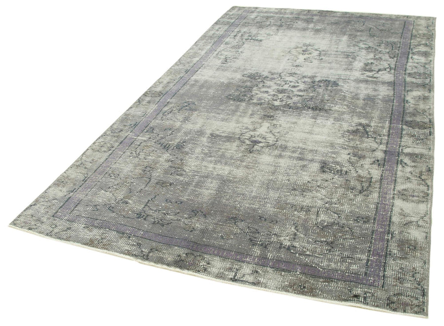 Overdyed Vintage Gri Eskitme Pamuk Yün El Dokuma Halısı 165x284 Agacan