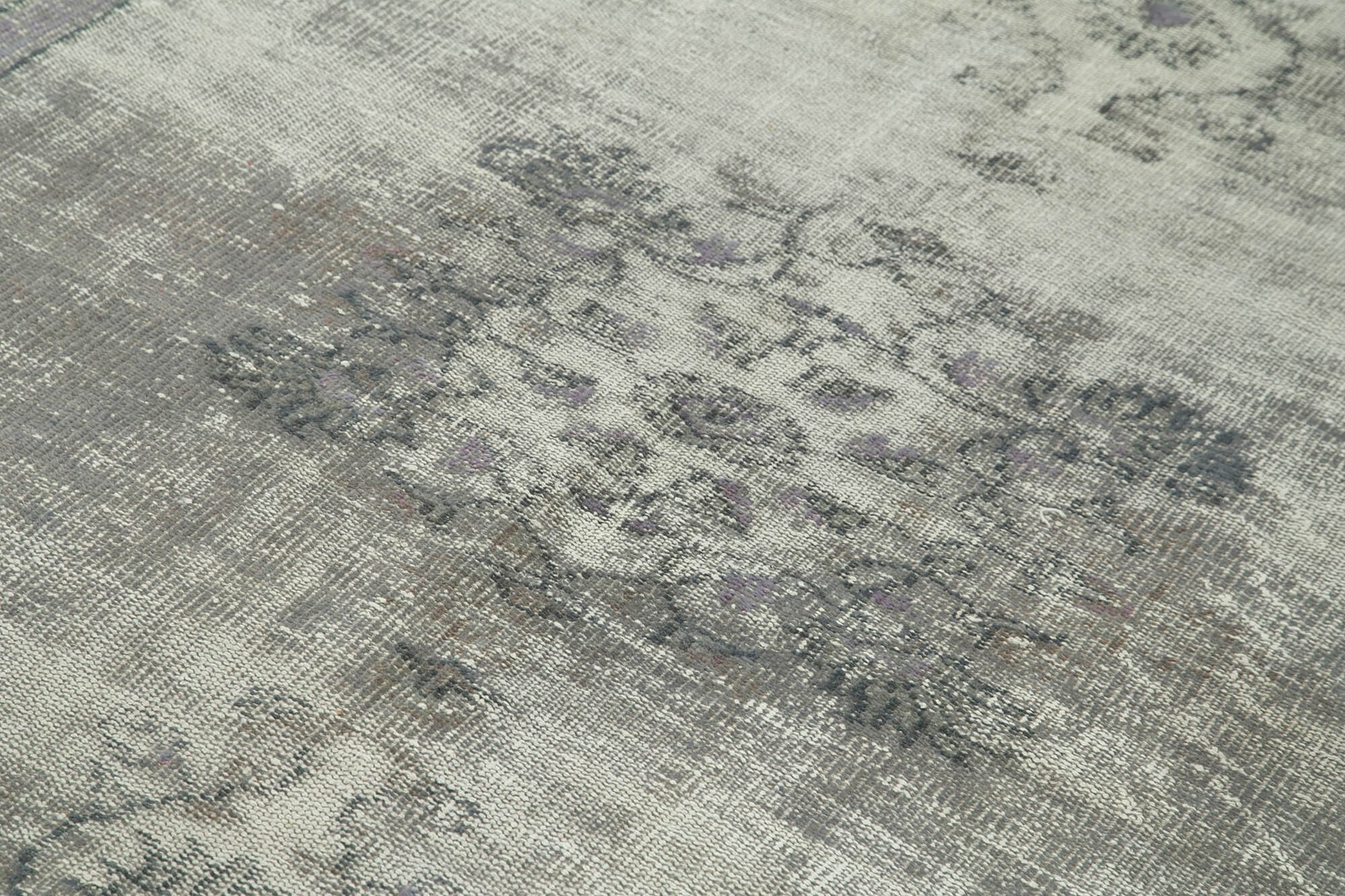 Overdyed Vintage Gri Eskitme Pamuk Yün El Dokuma Halısı 165x284 Agacan