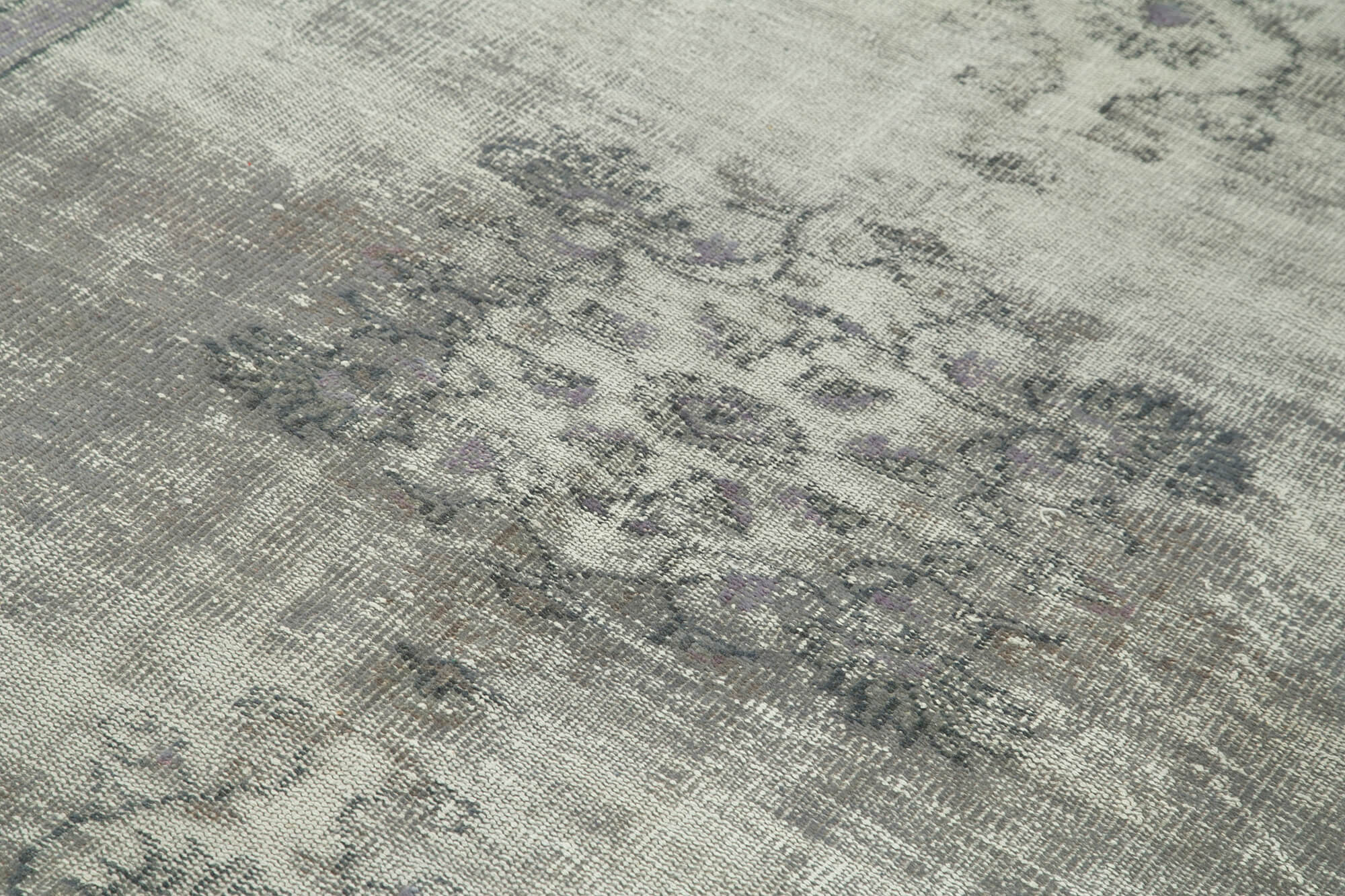 Overdyed Vintage Gri Eskitme Pamuk Yün El Dokuma Halısı 165x284 Agacan