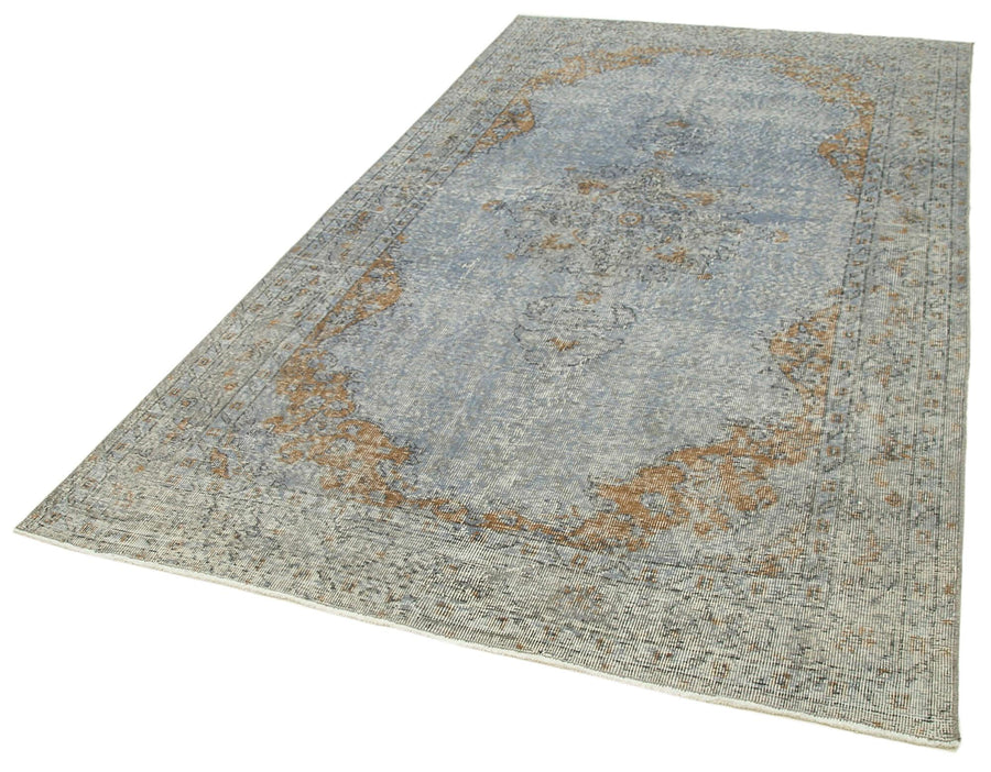 Overdyed Vintage Gri Eskitme Pamuk Yün El Dokuma Halısı 153x271 Agacan