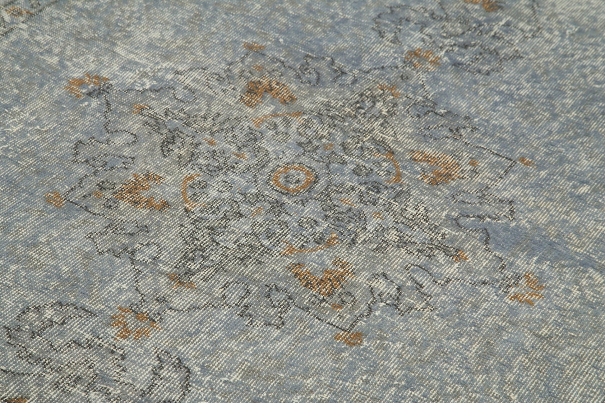 Overdyed Vintage Gri Eskitme Pamuk Yün El Dokuma Halısı 153x271 Agacan