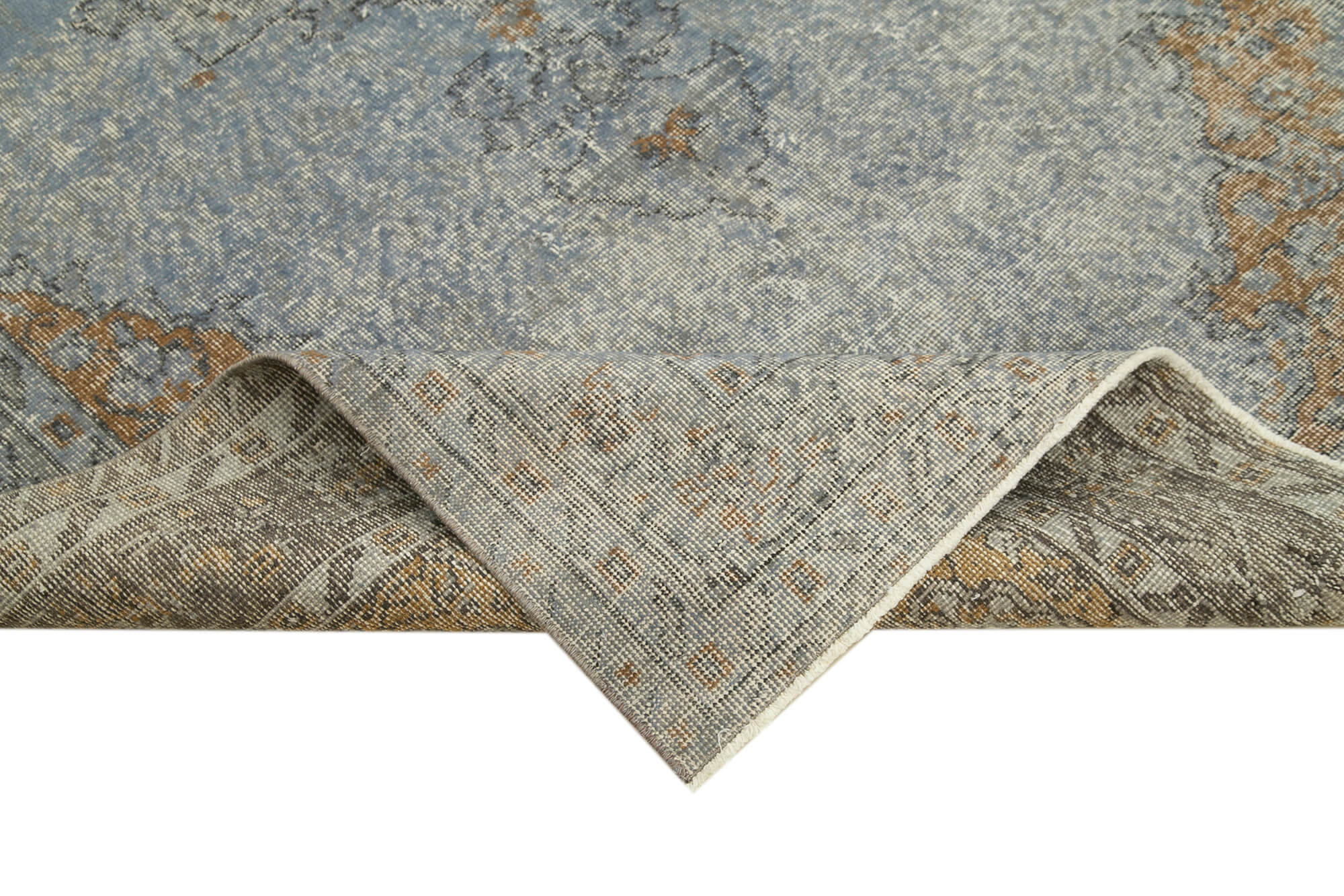 Overdyed Vintage Gri Eskitme Pamuk Yün El Dokuma Halısı 153x271 Agacan