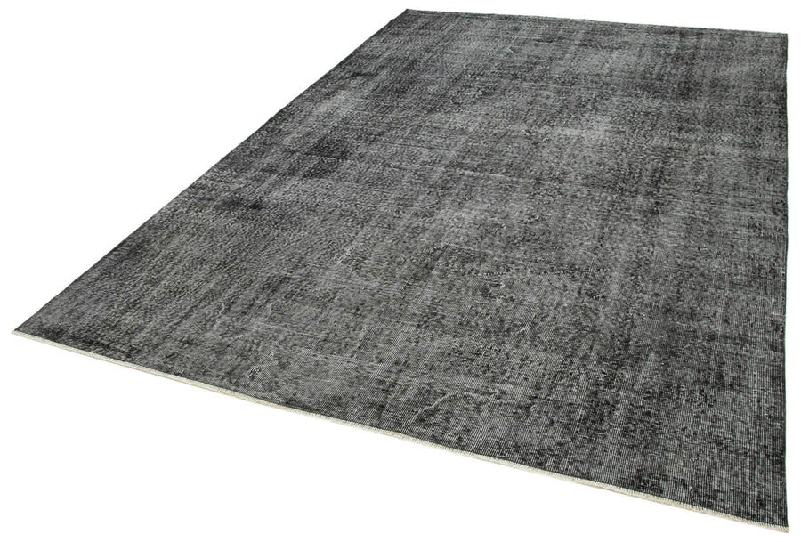Overdyed Vintage Siyah Eskitme Pamuk Yün El Dokuma Halısı 206x300 Agacan