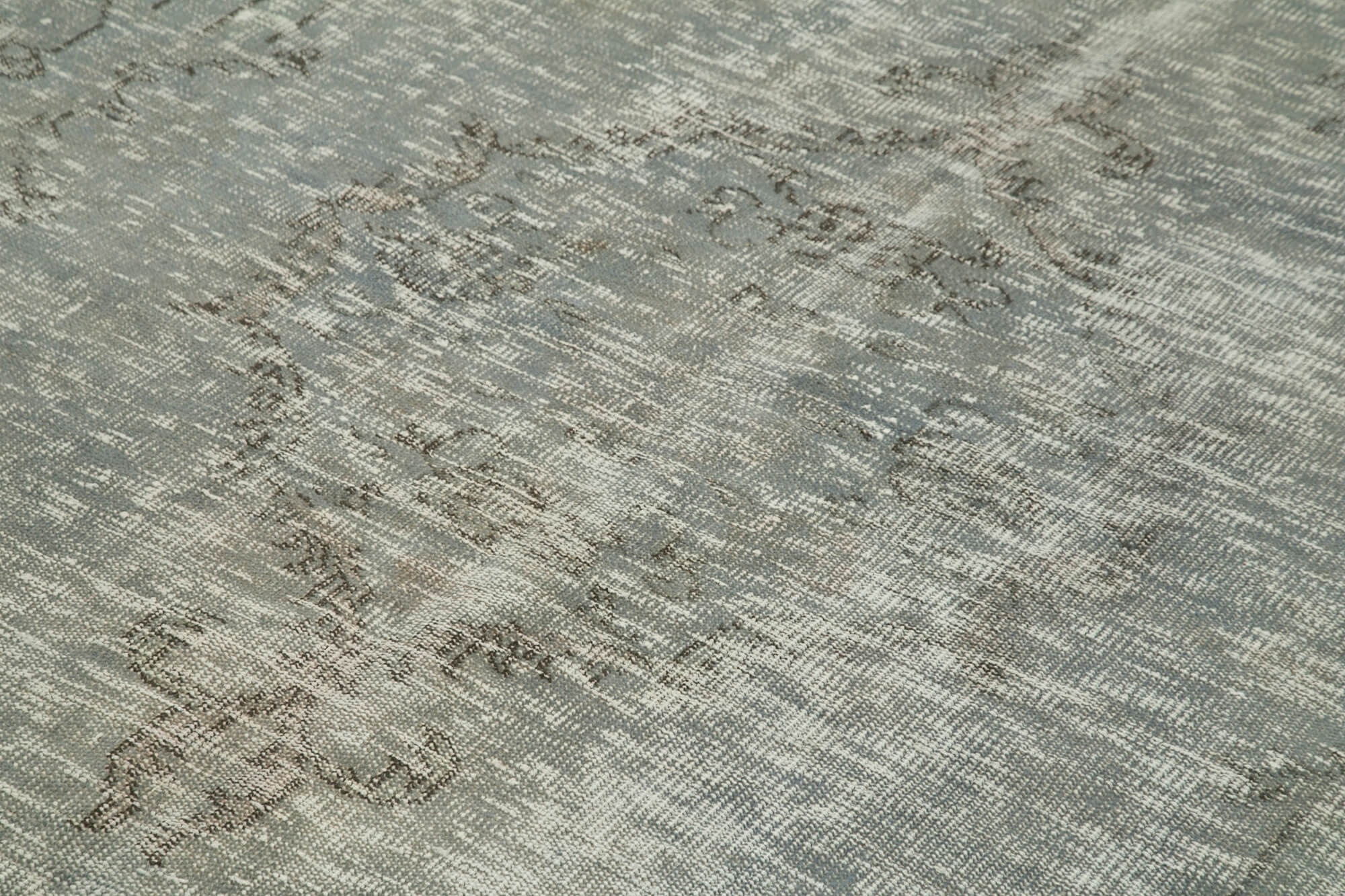 Overdyed Vintage Gri Eskitme Pamuk Yün El Dokuma Halısı 188x267 Agacan