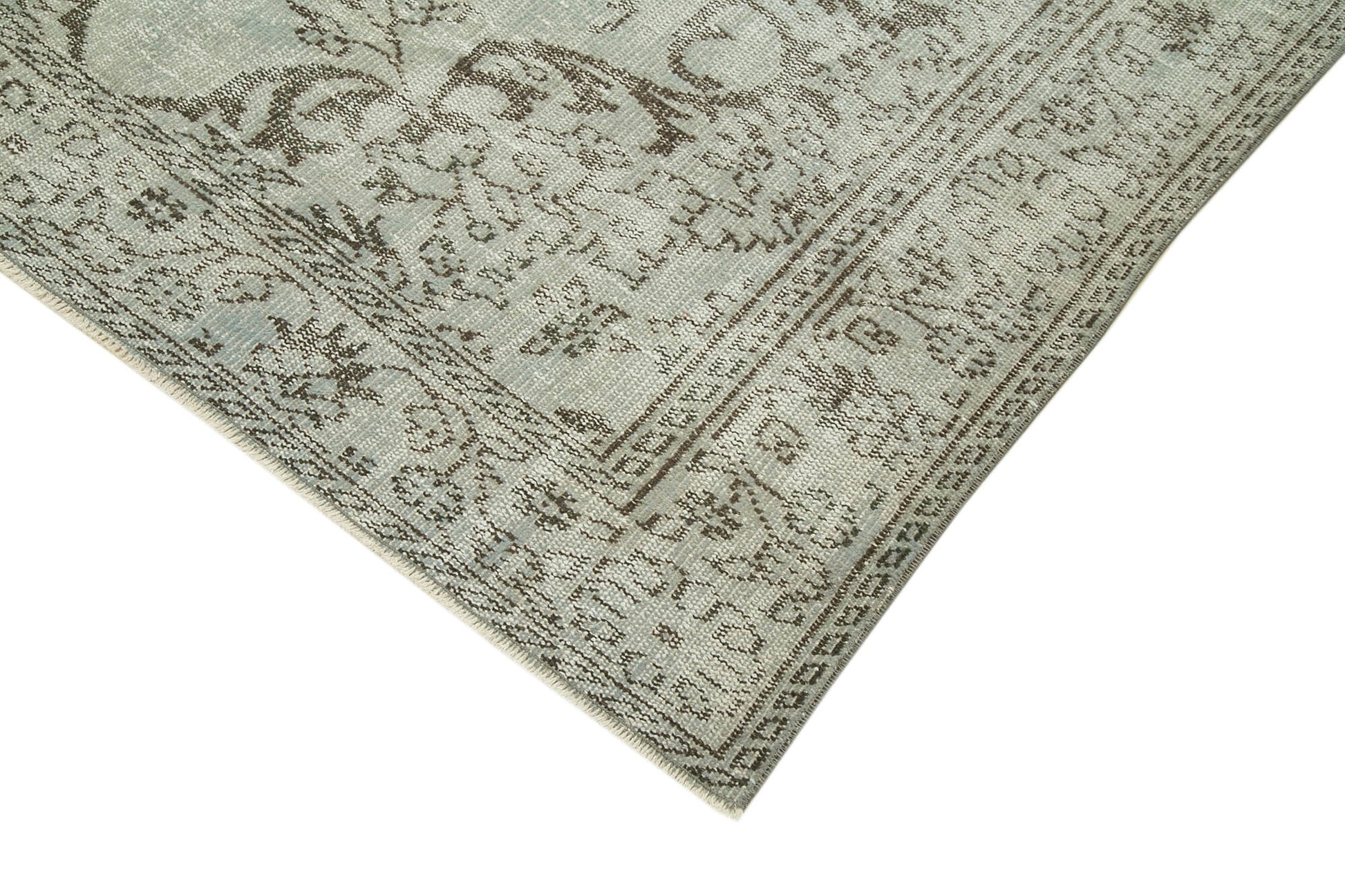 Overdyed Vintage Mavi Eskitme Pamuk Yün El Dokuma Halısı 170x292 Agacan