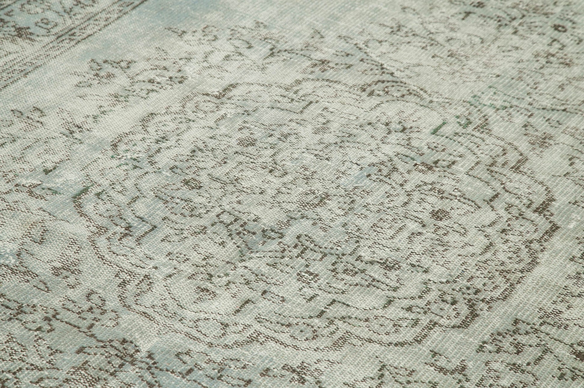 Overdyed Vintage Mavi Eskitme Pamuk Yün El Dokuma Halısı 170x292 Agacan