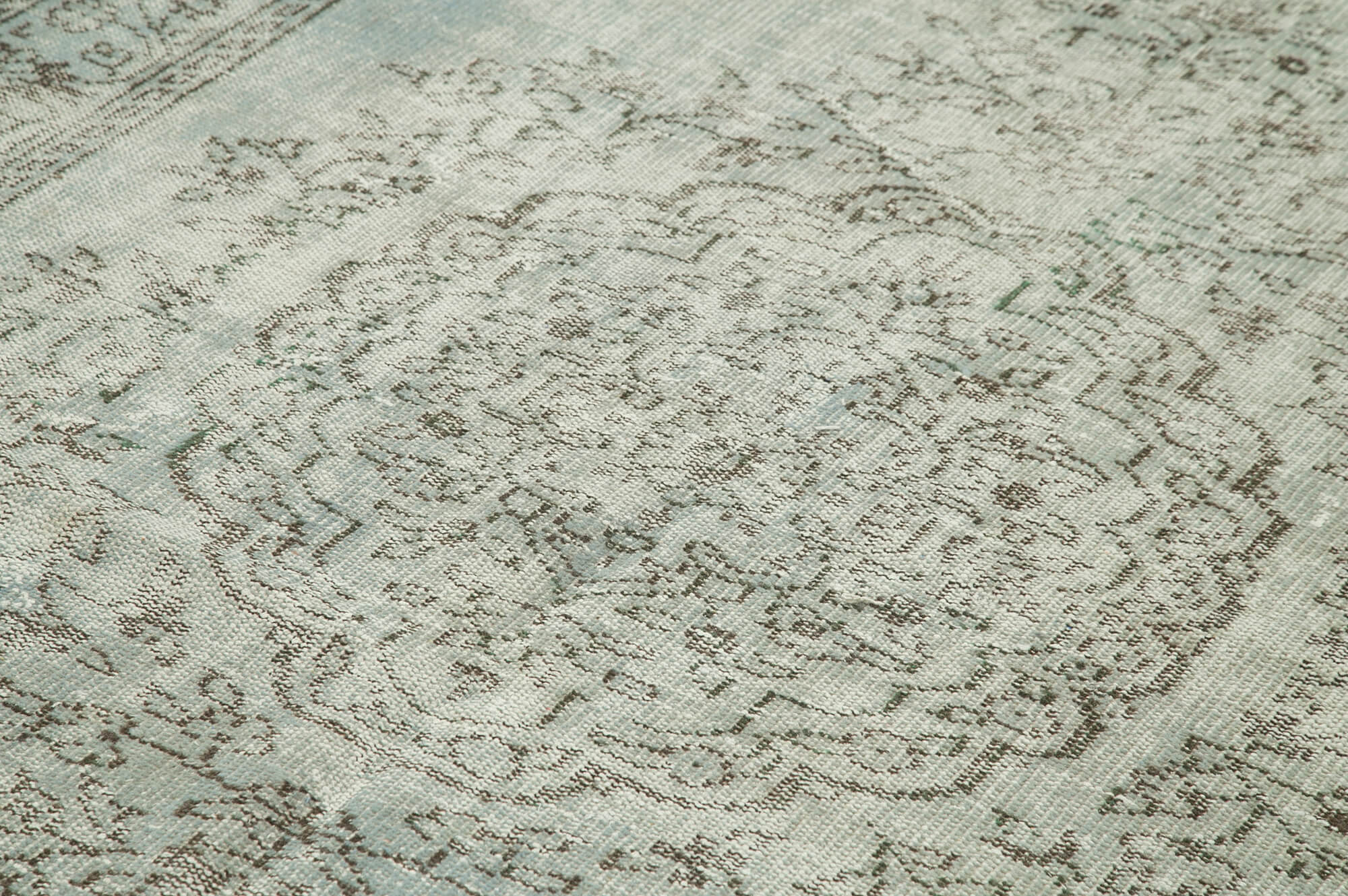 Overdyed Vintage Mavi Eskitme Pamuk Yün El Dokuma Halısı 170x292 Agacan