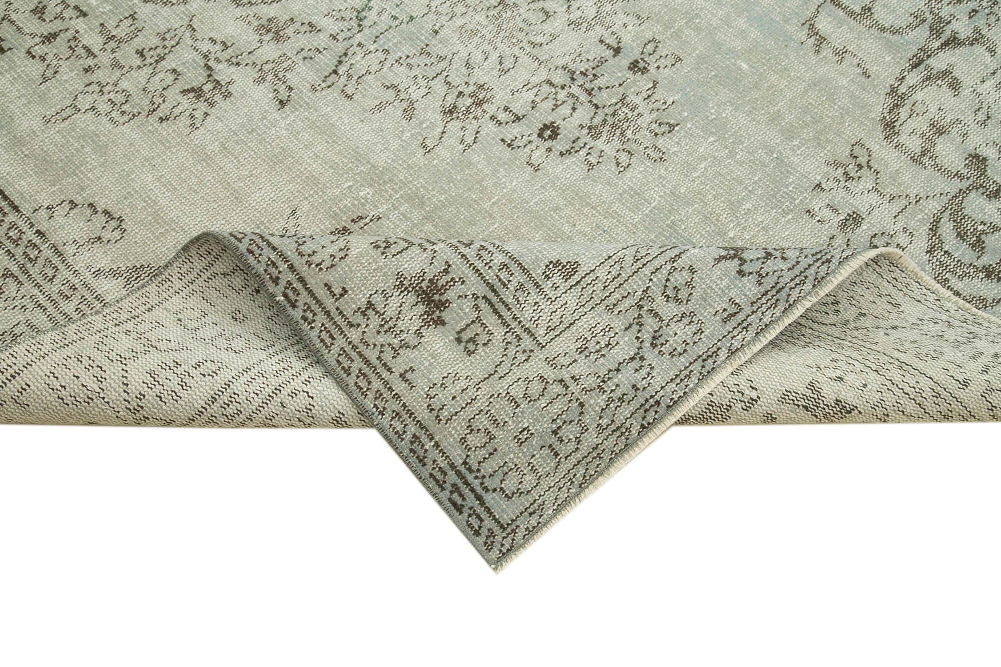 Overdyed Vintage Mavi Eskitme Pamuk Yün El Dokuma Halısı 170x292 Agacan