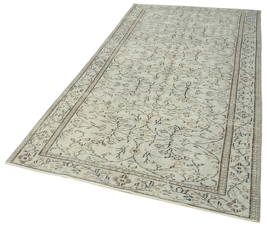 Overdyed Vintage Gri Eskitme Pamuk Yün El Dokuma Halısı 138x265 Agacan