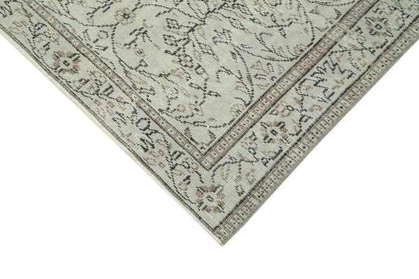 Overdyed Vintage Gri Eskitme Pamuk Yün El Dokuma Halısı 138x265 Agacan