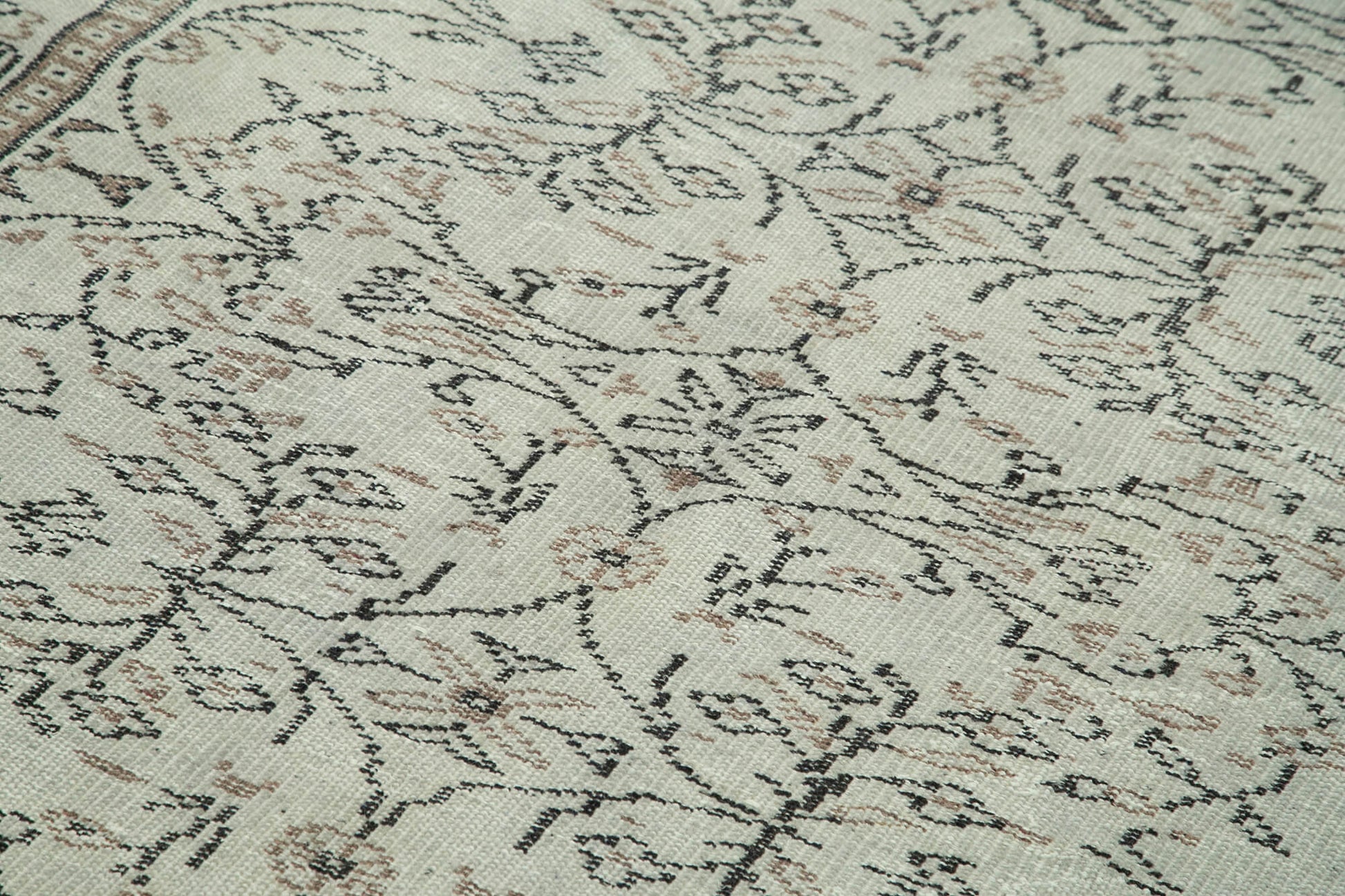 Overdyed Vintage Gri Eskitme Pamuk Yün El Dokuma Halısı 138x265 Agacan