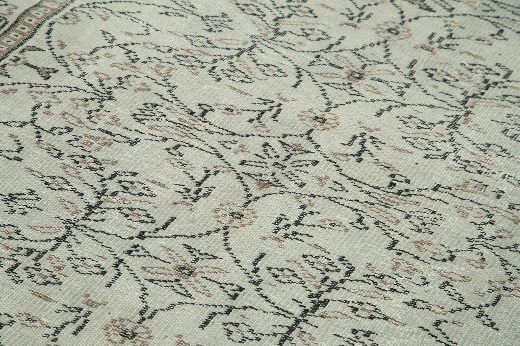 Overdyed Vintage Gri Eskitme Pamuk Yün El Dokuma Halısı 138x265 Agacan