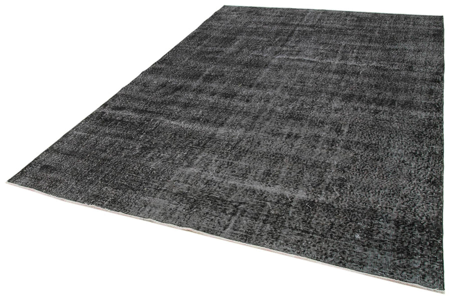 Overdyed Vintage Siyah Eskitme Pamuk Yün El Dokuma Halısı 207x292 Agacan