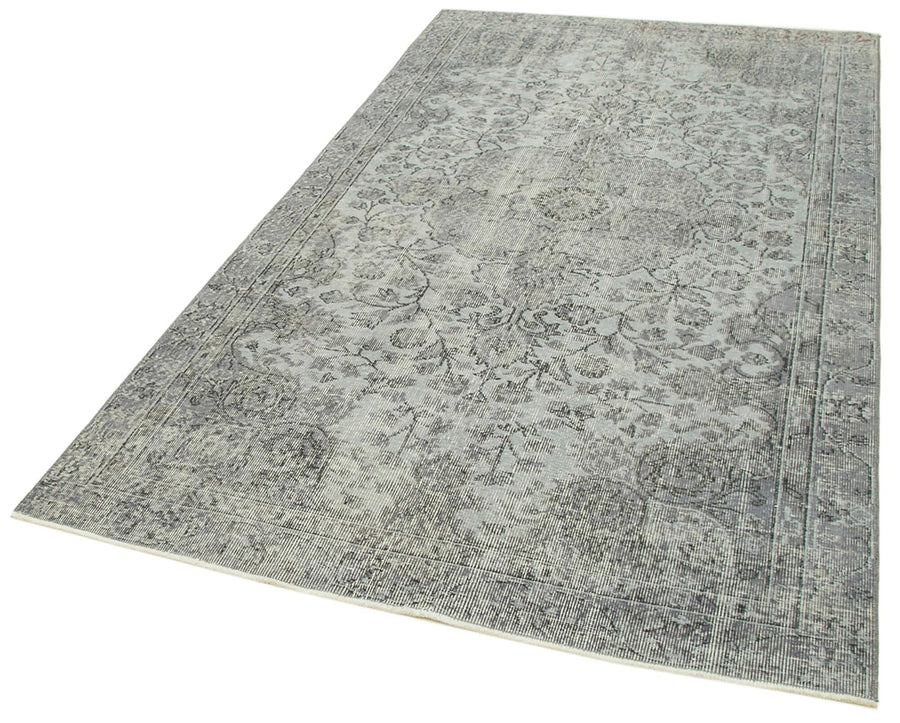 Overdyed Vintage Gri Eskitme Pamuk Yün El Dokuma Halısı 144x250 Agacan
