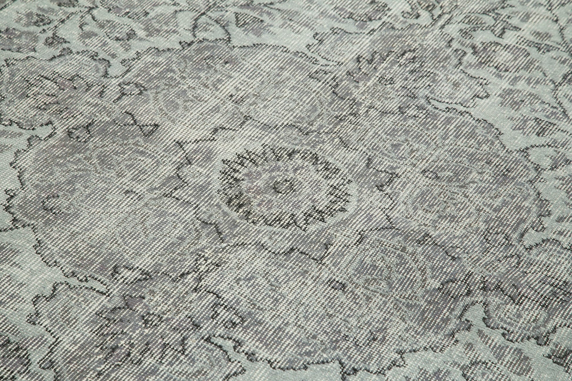 Overdyed Vintage Gri Eskitme Pamuk Yün El Dokuma Halısı 144x250 Agacan