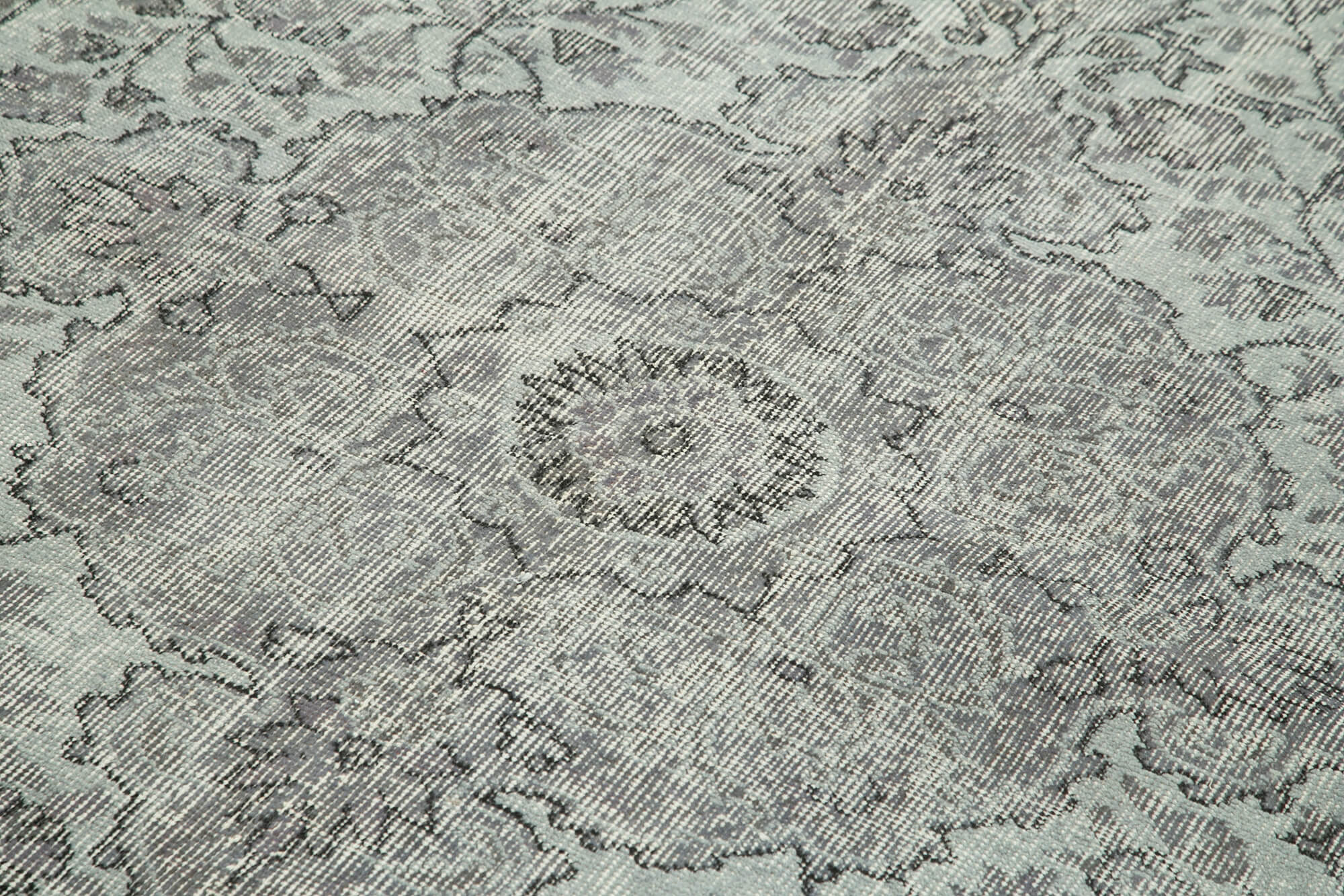 Overdyed Vintage Gri Eskitme Pamuk Yün El Dokuma Halısı 144x250 Agacan