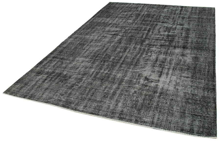 Overdyed Vintage Siyah Eskitme Pamuk Yün El Dokuma Halısı 207x301 Agacan