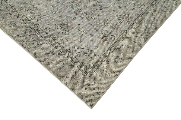 Overdyed Vintage Gri Eskitme Pamuk Yün El Dokuma Halısı 157x293 Agacan
