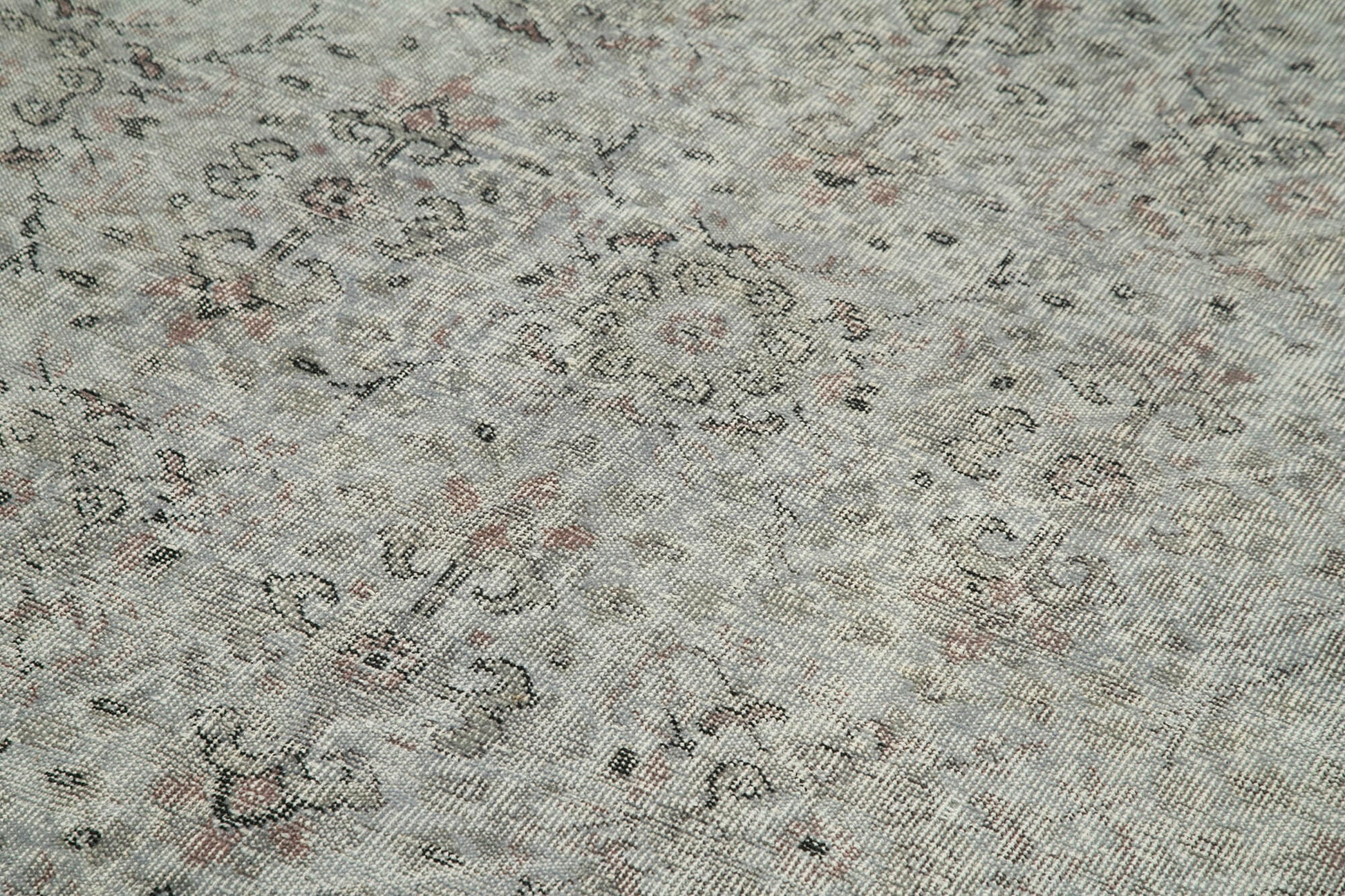 Overdyed Vintage Gri Eskitme Pamuk Yün El Dokuma Halısı 157x293 Agacan