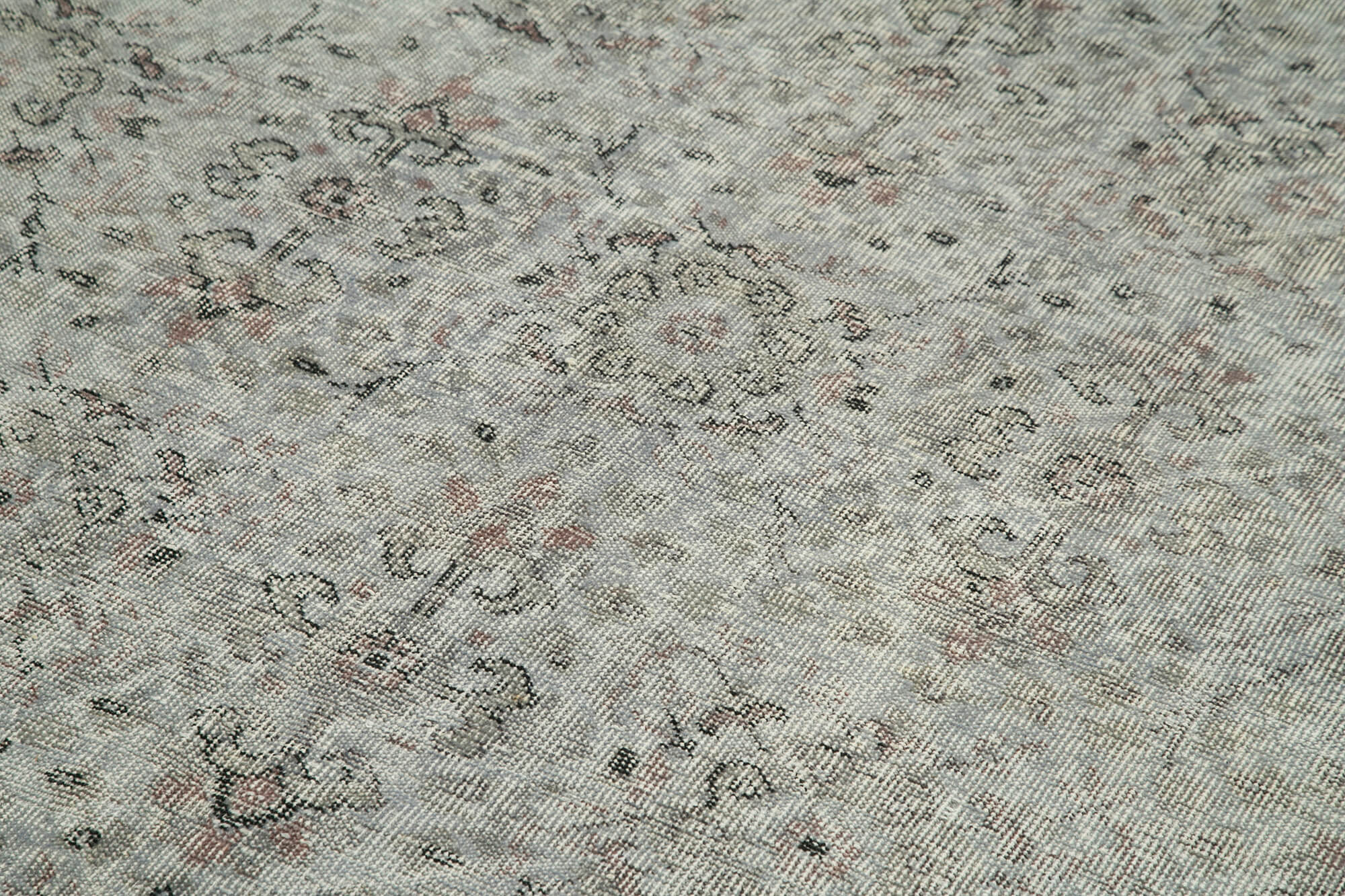 Overdyed Vintage Gri Eskitme Pamuk Yün El Dokuma Halısı 157x293 Agacan