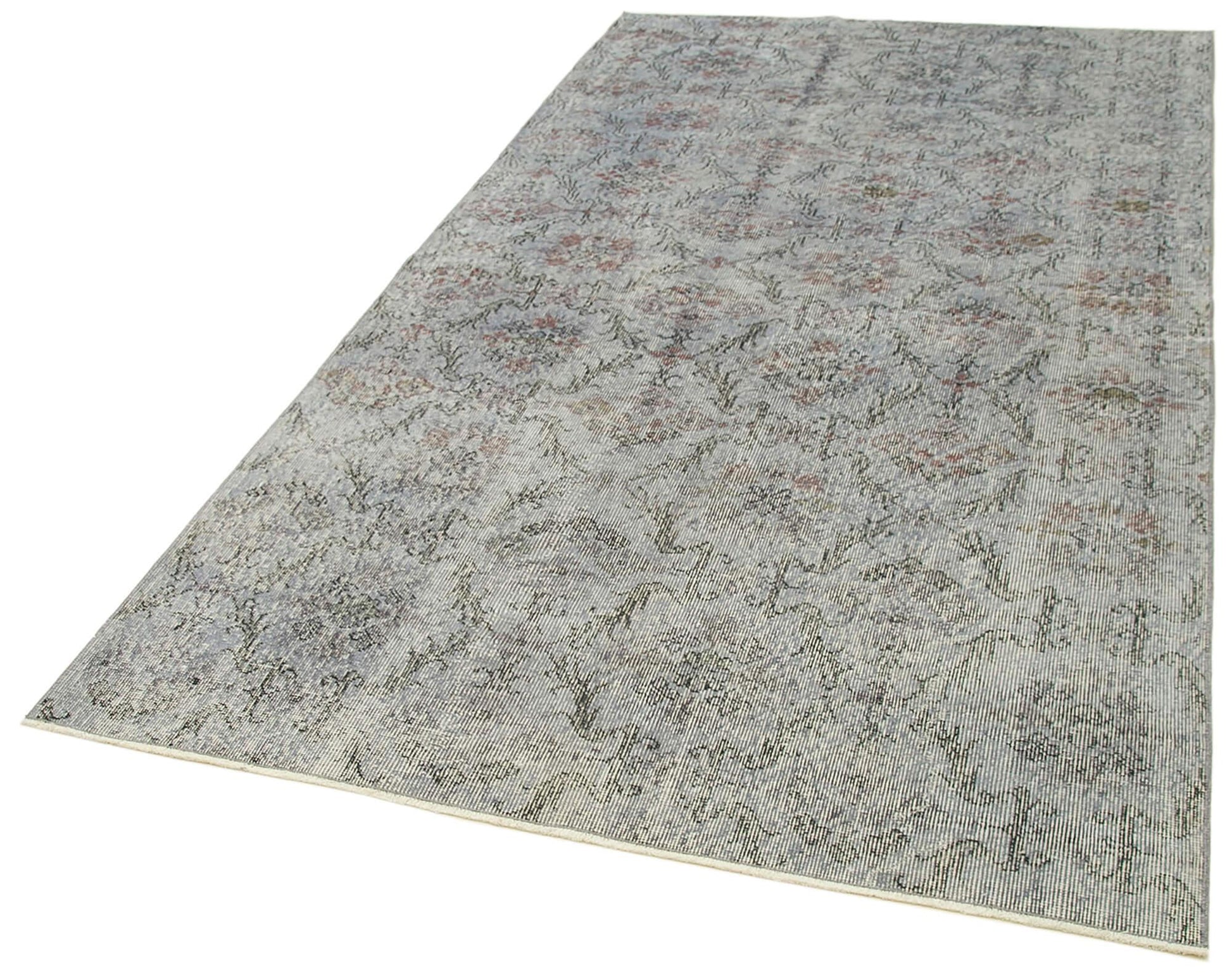 Overdyed Vintage Mavi Eskitme Pamuk Yün El Dokuma Halısı 148x263 Agacan