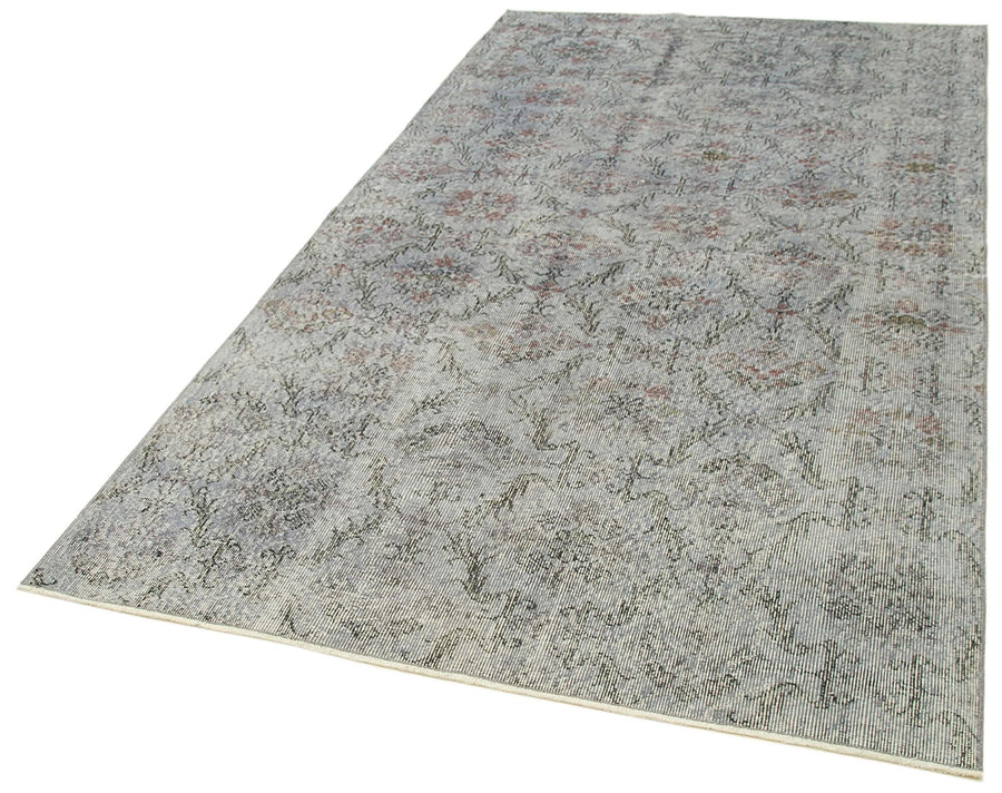 Overdyed Vintage Mavi Eskitme Pamuk Yün El Dokuma Halısı 148x263 Agacan