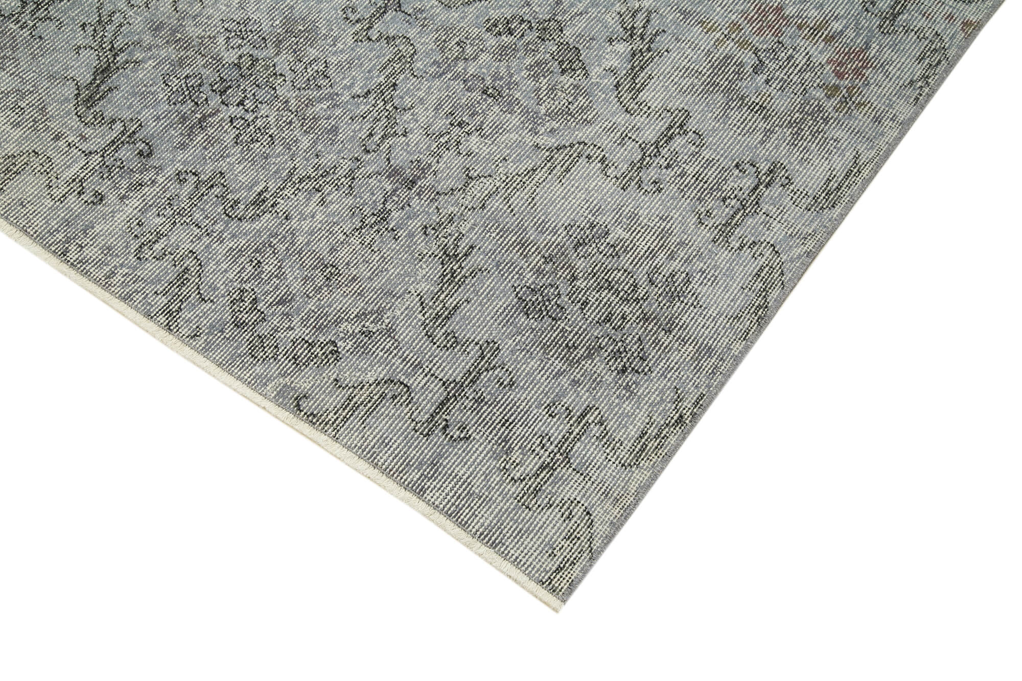 Overdyed Vintage Mavi Eskitme Pamuk Yün El Dokuma Halısı 148x263 Agacan