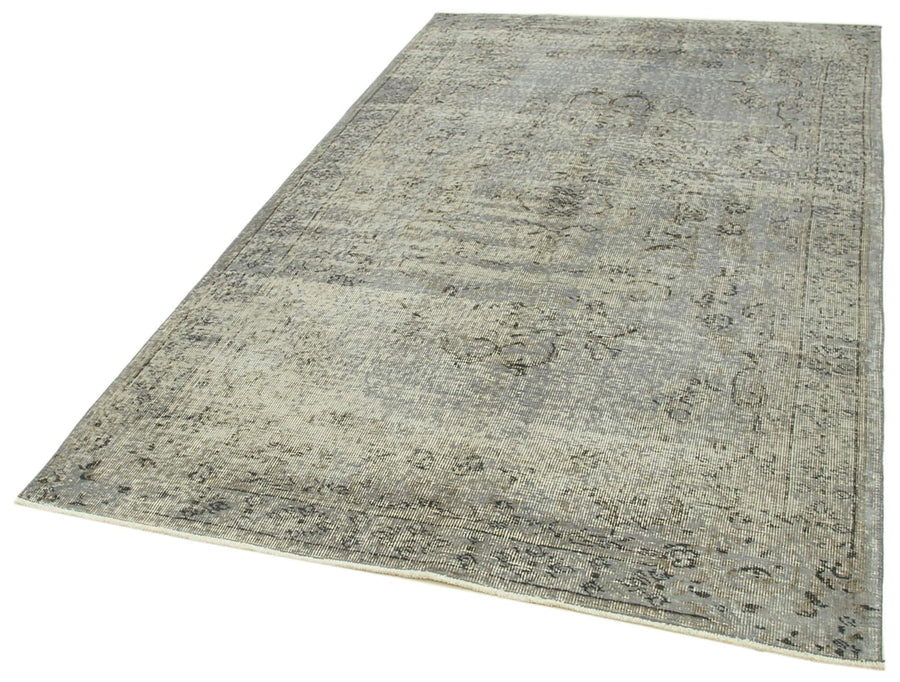 Overdyed Vintage Gri Eskitme Pamuk Yün El Dokuma Halısı 148x246 Agacan