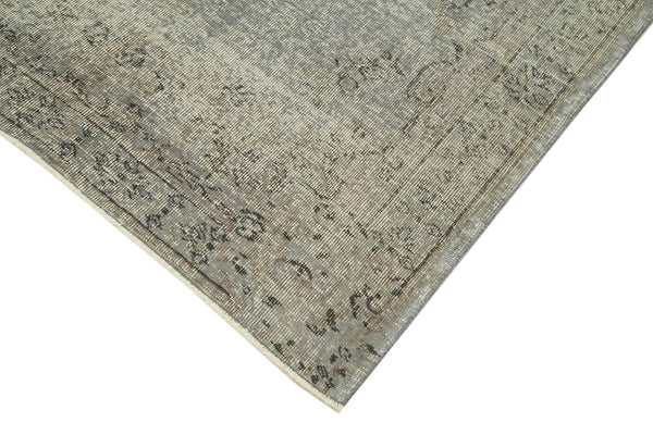 Overdyed Vintage Gri Eskitme Pamuk Yün El Dokuma Halısı 148x246 Agacan