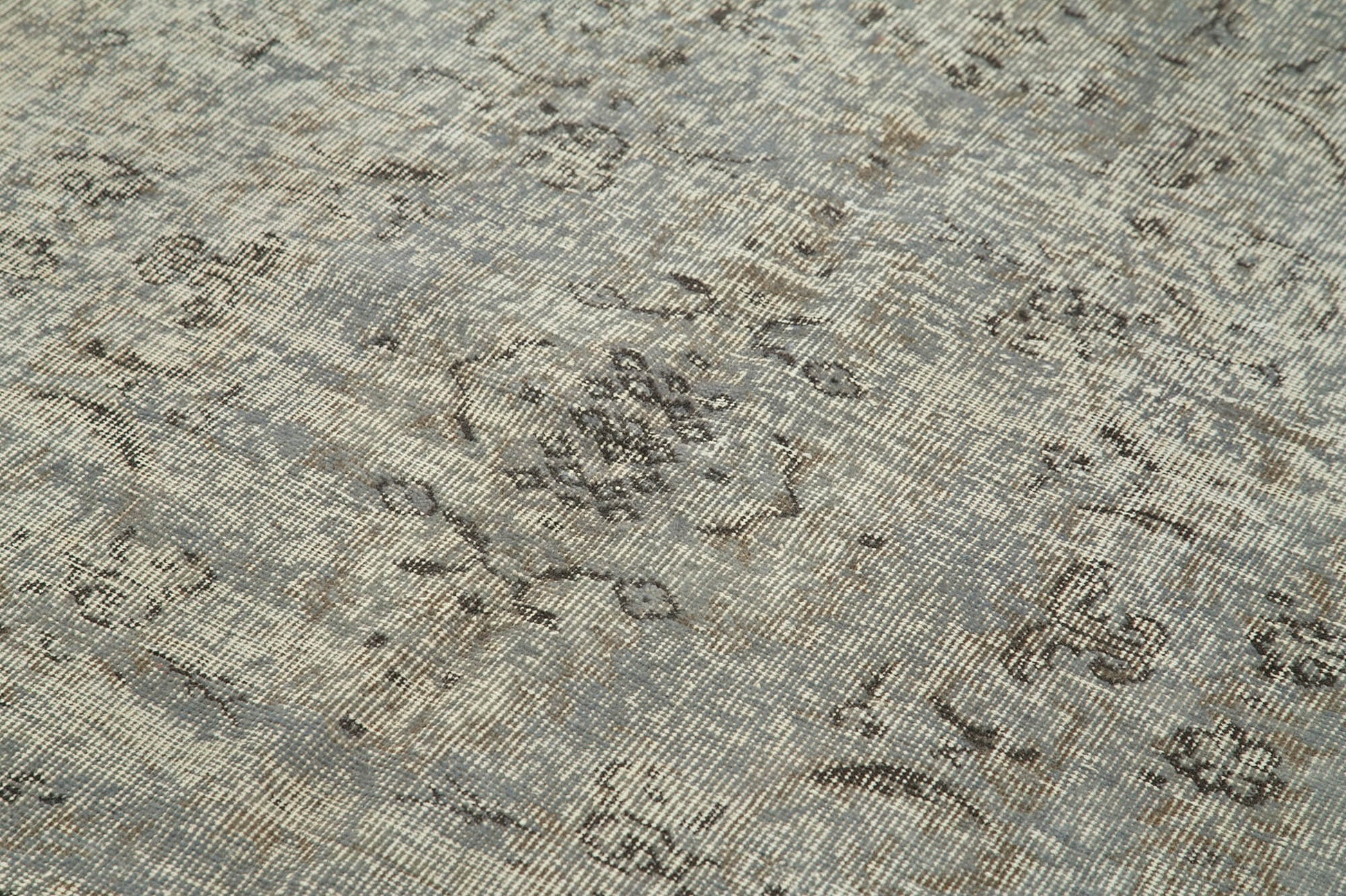 Overdyed Vintage Gri Eskitme Pamuk Yün El Dokuma Halısı 148x246 Agacan