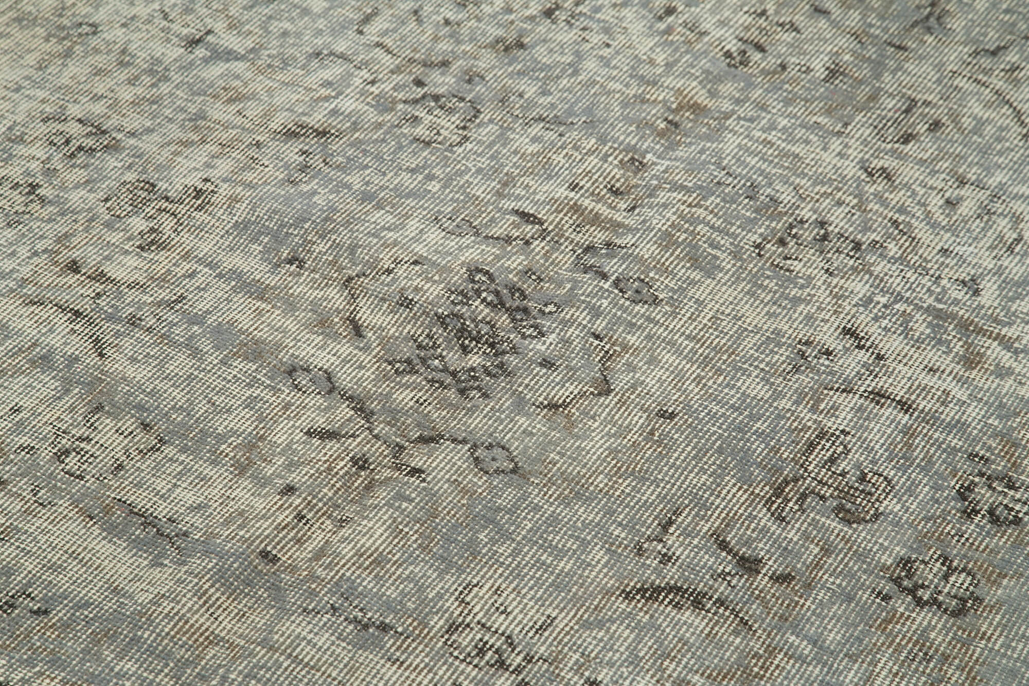 Overdyed Vintage Gri Eskitme Pamuk Yün El Dokuma Halısı 148x246 Agacan