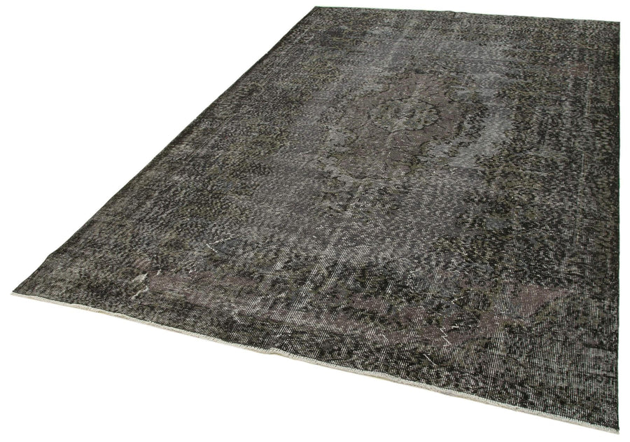 Overdyed Vintage Siyah Eskitme Pamuk Yün El Dokuma Halısı 186x292 Agacan