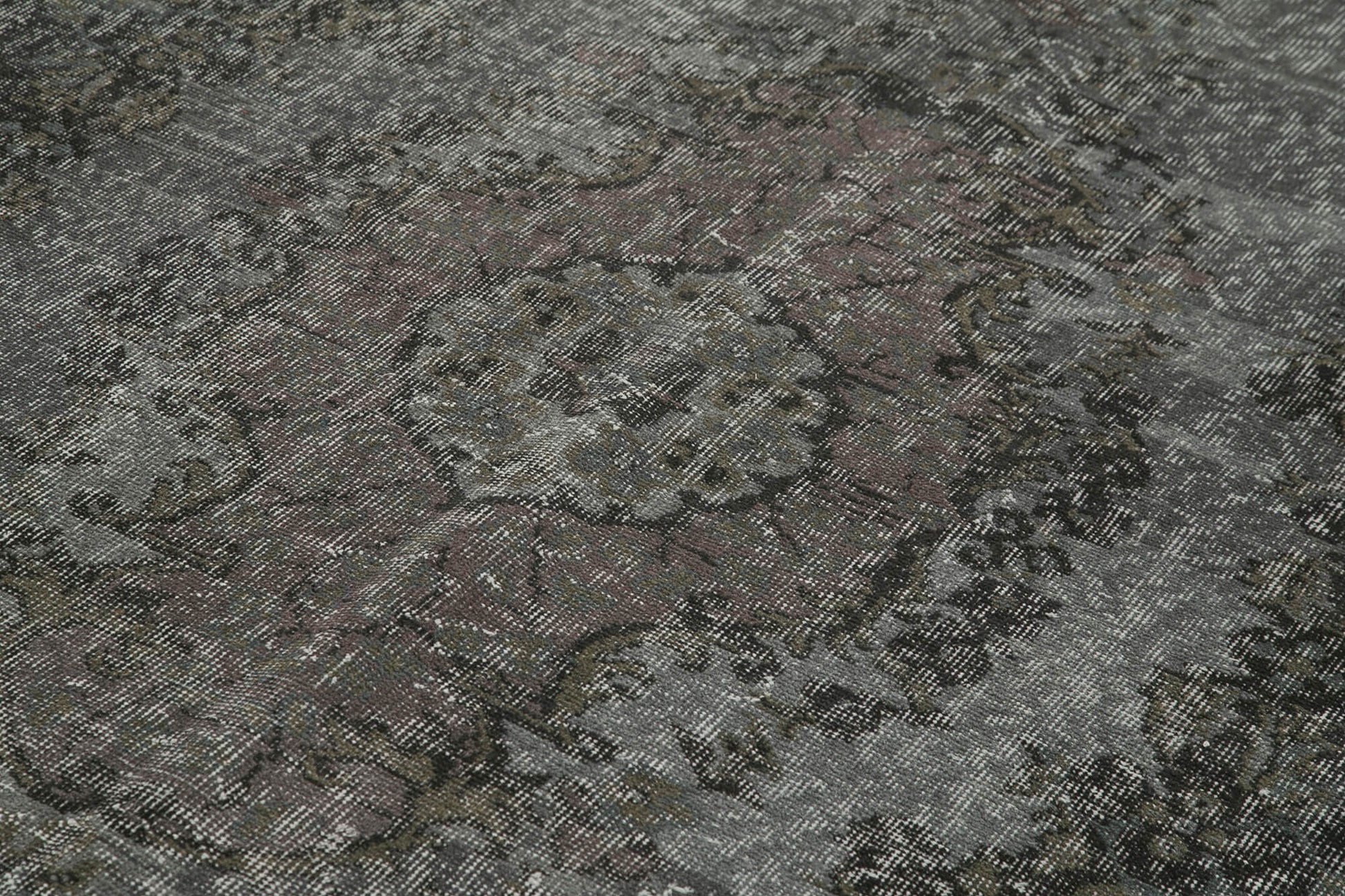 Overdyed Vintage Siyah Eskitme Pamuk Yün El Dokuma Halısı 186x292 Agacan