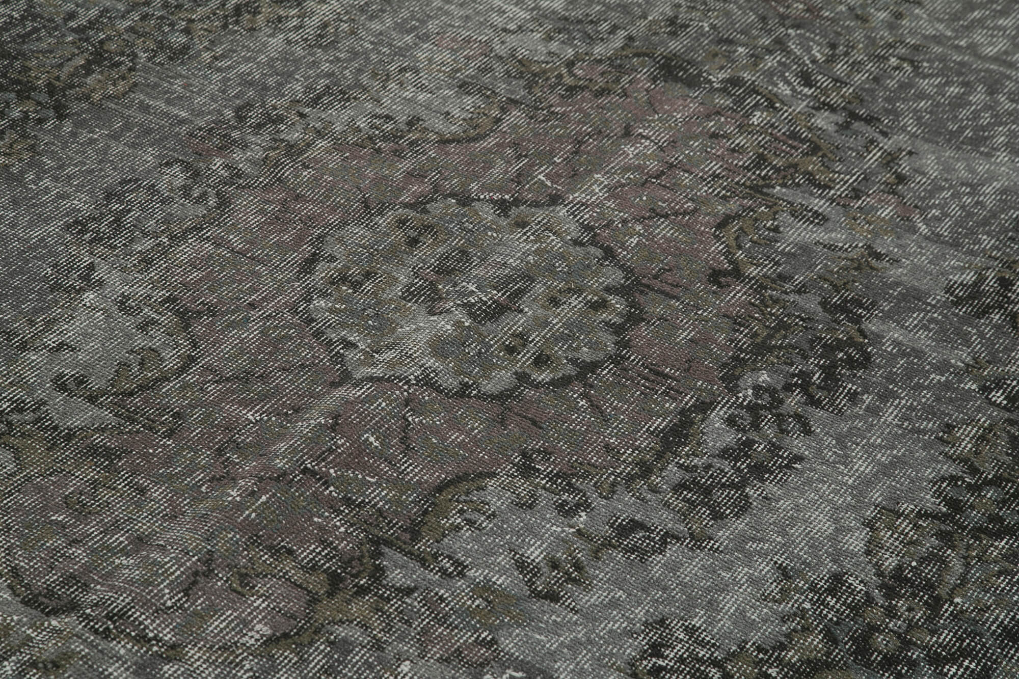 Overdyed Vintage Siyah Eskitme Pamuk Yün El Dokuma Halısı 186x292 Agacan