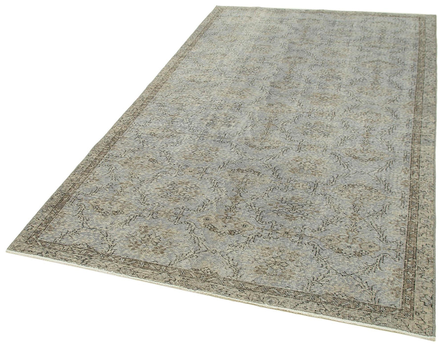 Overdyed Vintage Gri Eskitme Pamuk Yün El Dokuma Halısı 153x265 Agacan