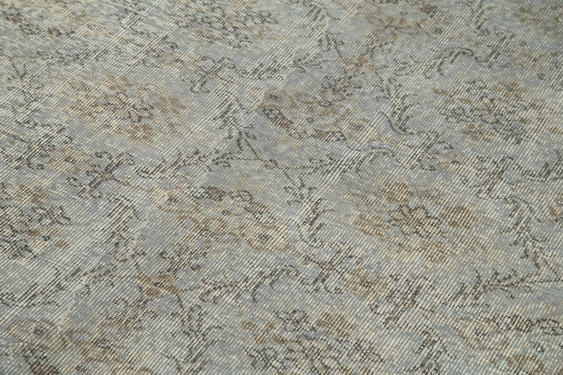 Overdyed Vintage Gri Eskitme Pamuk Yün El Dokuma Halısı 153x265 Agacan