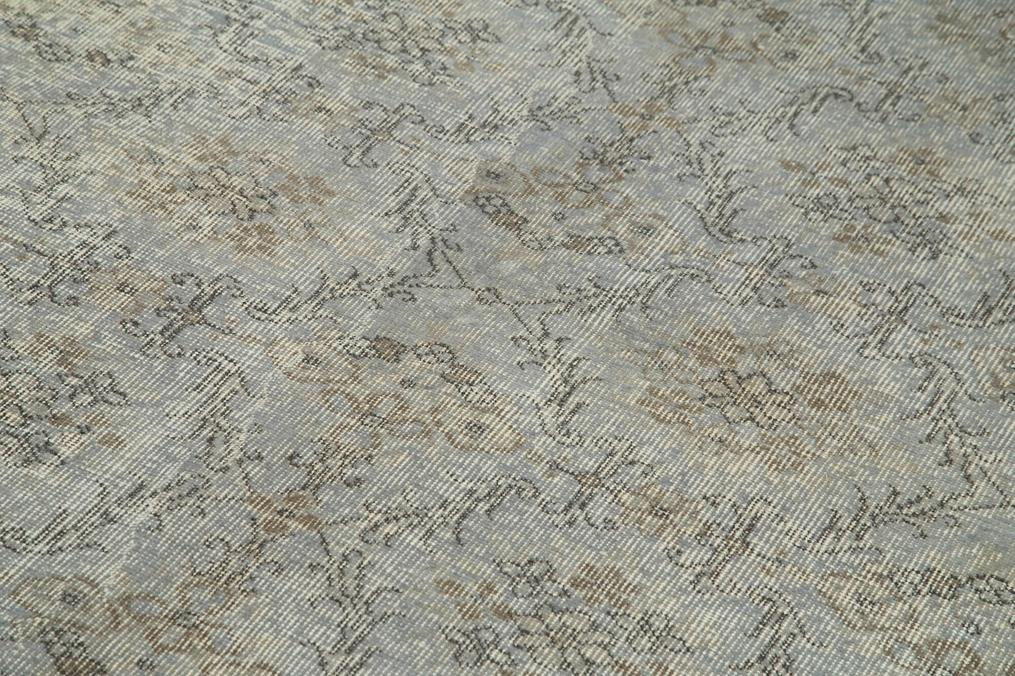 Overdyed Vintage Gri Eskitme Pamuk Yün El Dokuma Halısı 153x265 Agacan