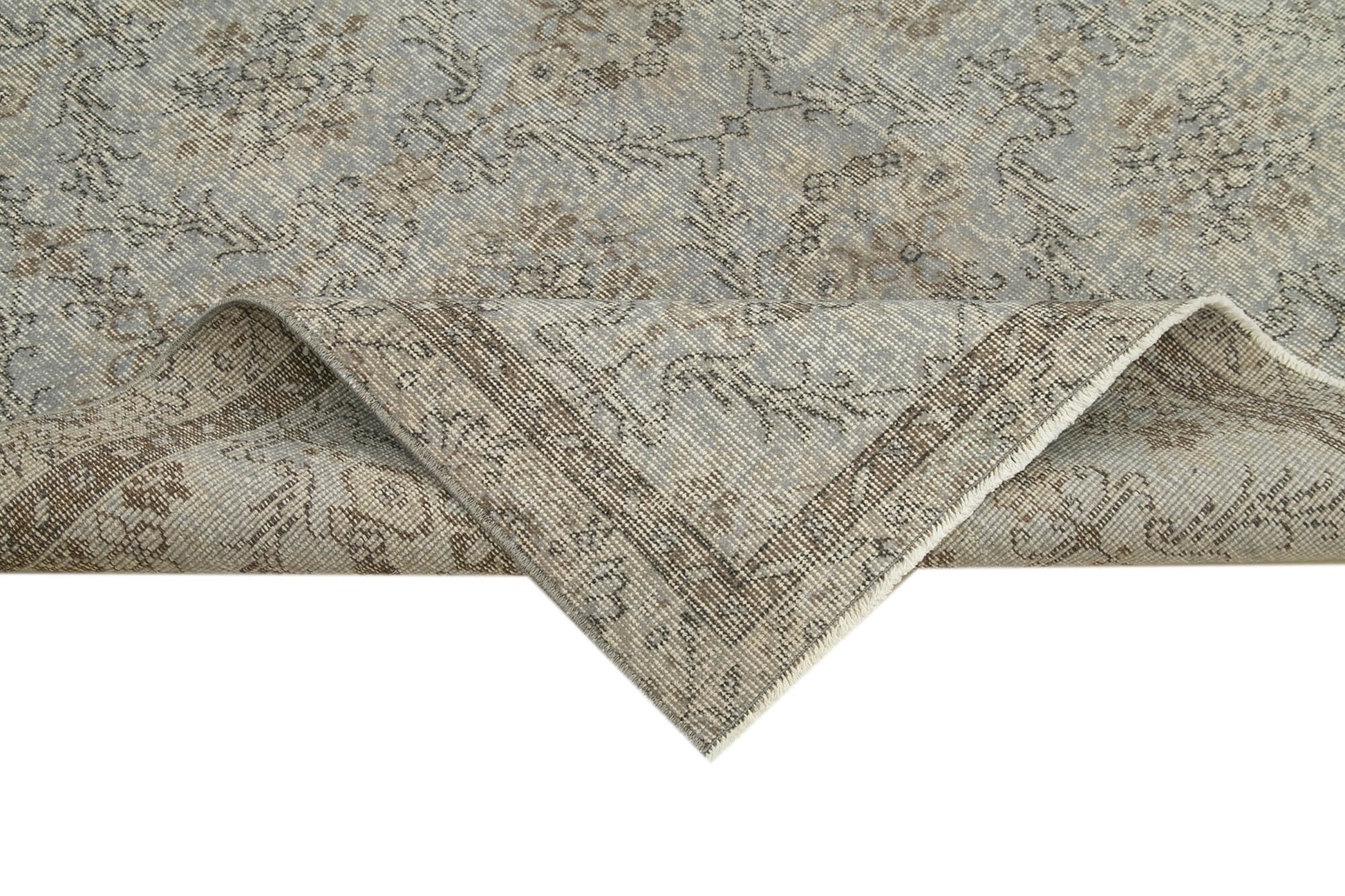 Overdyed Vintage Gri Eskitme Pamuk Yün El Dokuma Halısı 153x265 Agacan