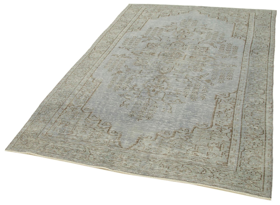 Overdyed Vintage Gri Eskitme Pamuk Yün El Dokuma Halısı 165x262 Agacan