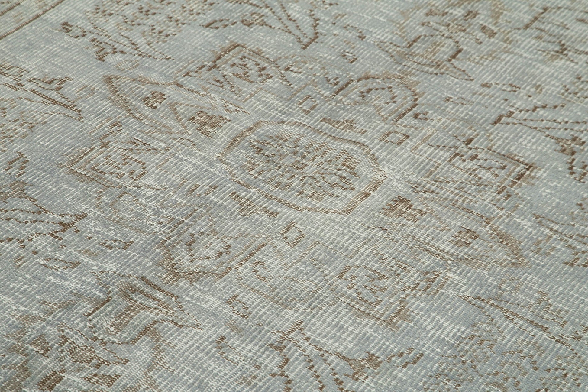 Overdyed Vintage Gri Eskitme Pamuk Yün El Dokuma Halısı 165x262 Agacan