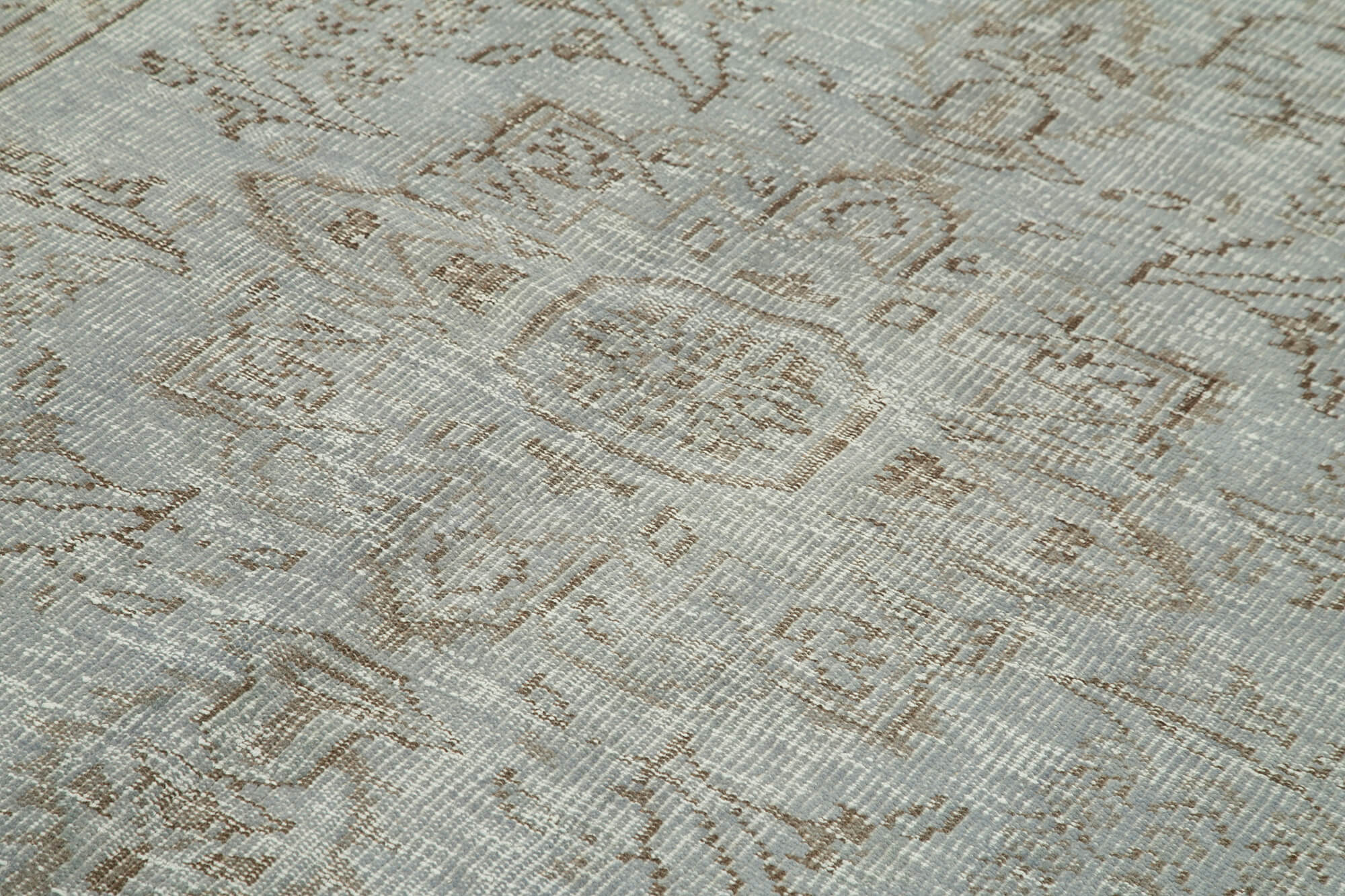 Overdyed Vintage Gri Eskitme Pamuk Yün El Dokuma Halısı 165x262 Agacan