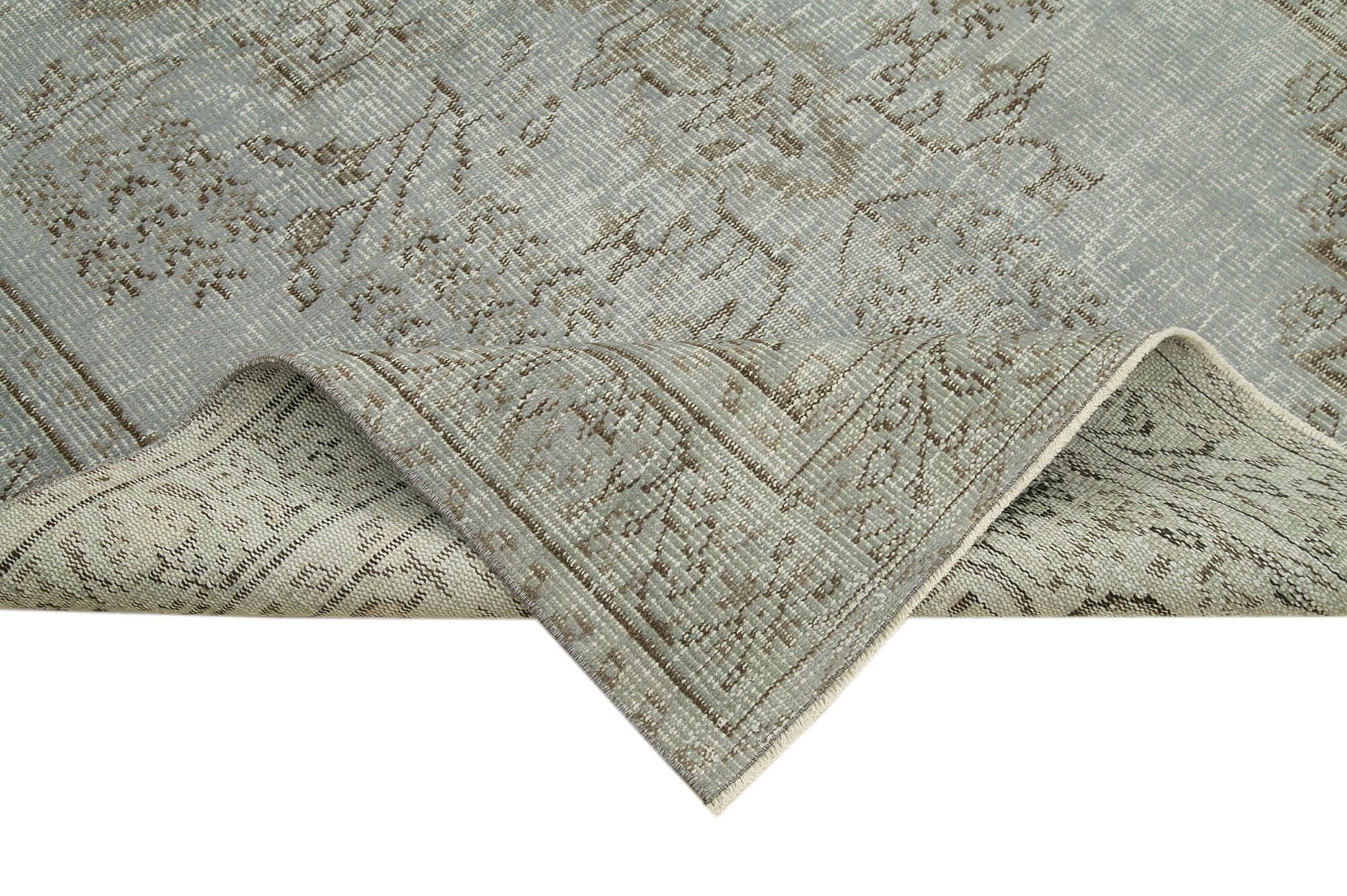 Overdyed Vintage Gri Eskitme Pamuk Yün El Dokuma Halısı 165x262 Agacan