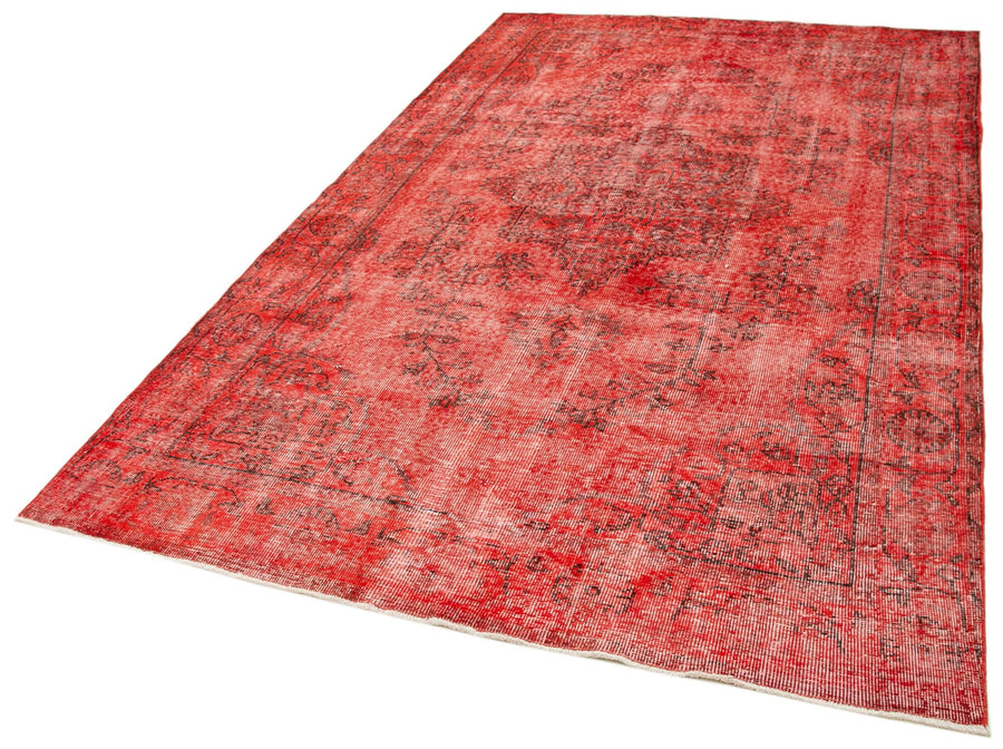 Overdyed Vintage Kırmızı Eskitme Pamuk Yün El Dokuma Halısı 168x285 Agacan