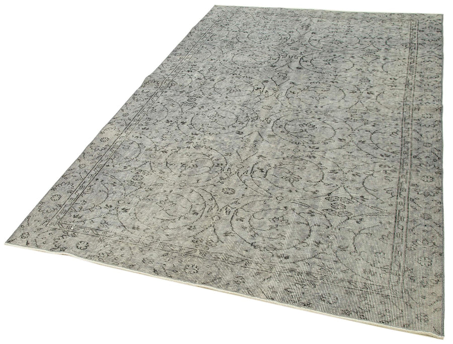 Overdyed Vintage Gri Eskitme Pamuk Yün El Dokuma Halısı 160x256 Agacan